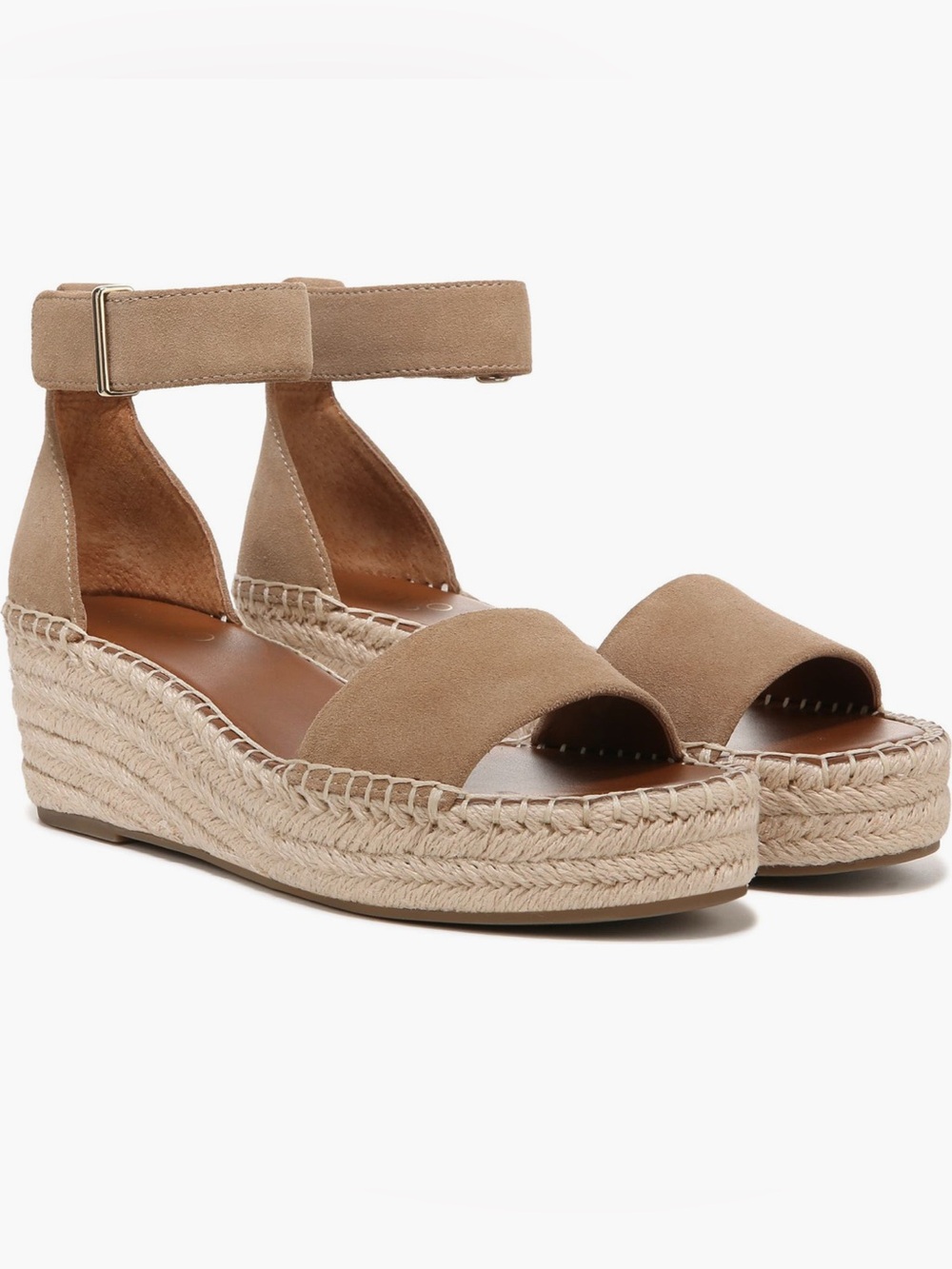 Franco Sarto Pela Espadrille Wedge Sandals Tan Suede Size 9